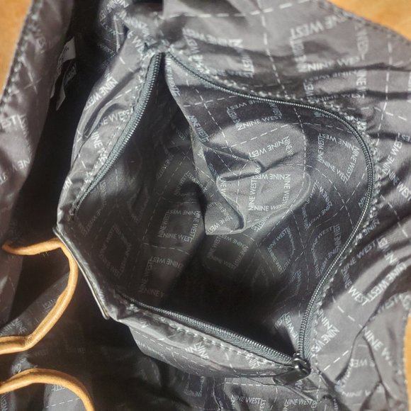 Nine West Brown Leather Shoulder Bag/Purse with FauxFur Sherpa accents - Picture 14 of 16